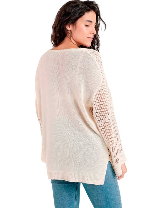 Sweater manches longues Crochet - Kiabi