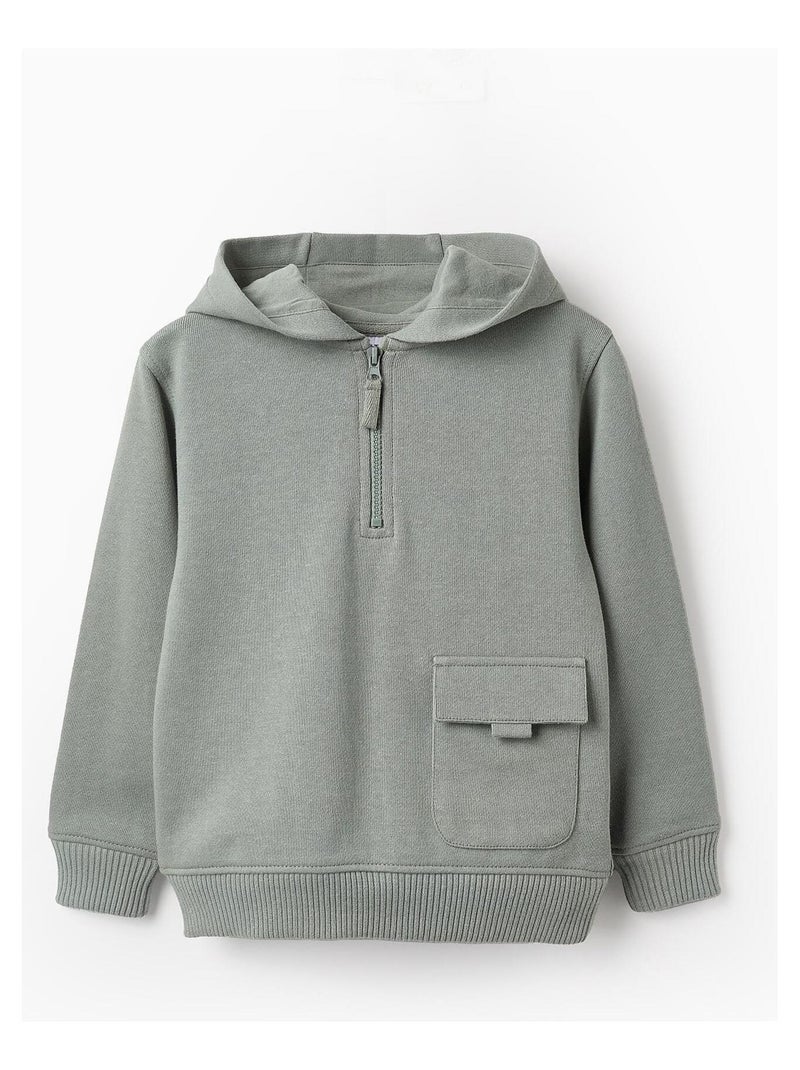 Sweatshirt 100% coton, avec poche ISTANBUL Vert clair - Kiabi