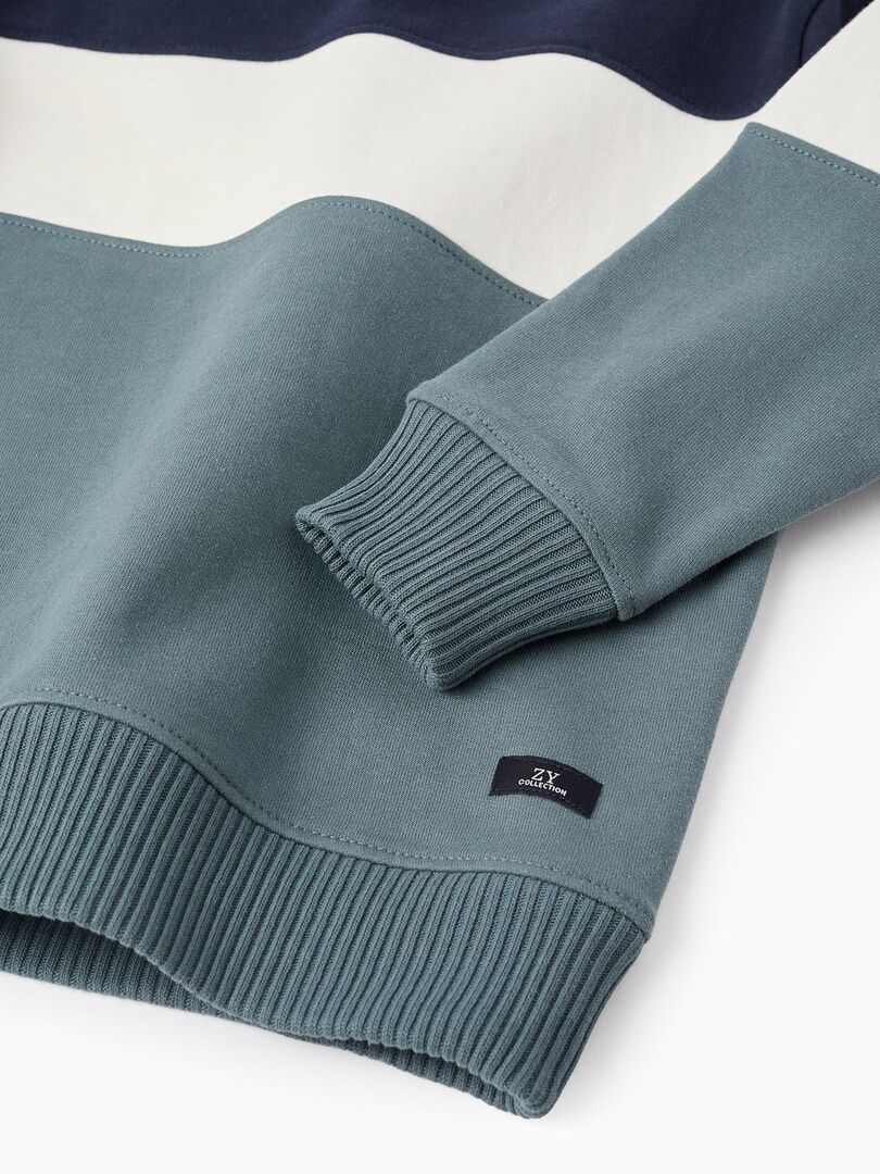Sweatshirt 100 % coton, colorblock NOVEAUX NATURE - Bleu clair - Kiabi ...