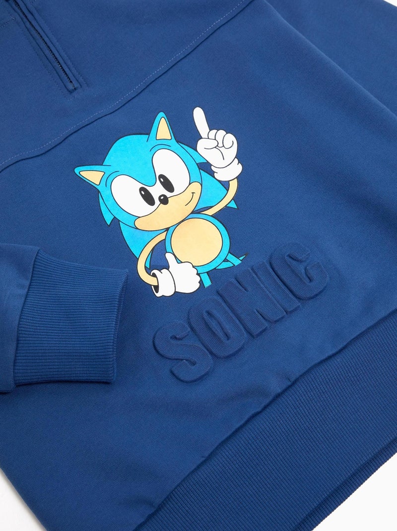 Sweatshirt 100% coton, matelassé, thème Sonic SONIC Bleu - Kiabi