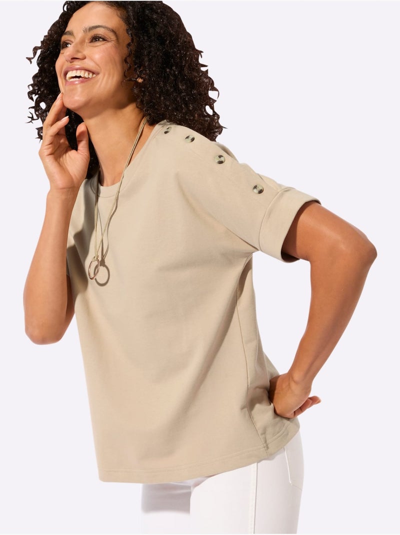 Sweatshirt 50% Coton - Taille Standard - Witt Beige - Kiabi