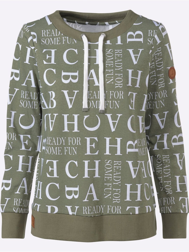 Sweatshirt 50% Coton - Taille Standard - Witt Blanc Vert - Kiabi
