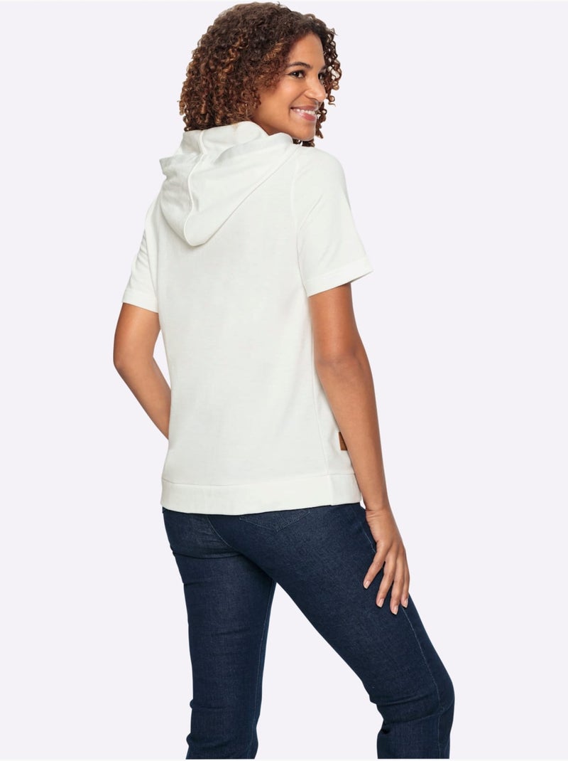 Sweatshirt 50% Coton - Taille Standard - Witt Bleu Ecru - Kiabi