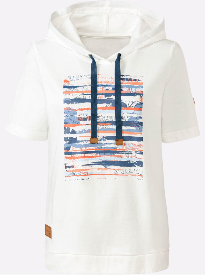 Sweatshirt 50% Coton - Taille Standard - Witt Bleu Ecru - Kiabi