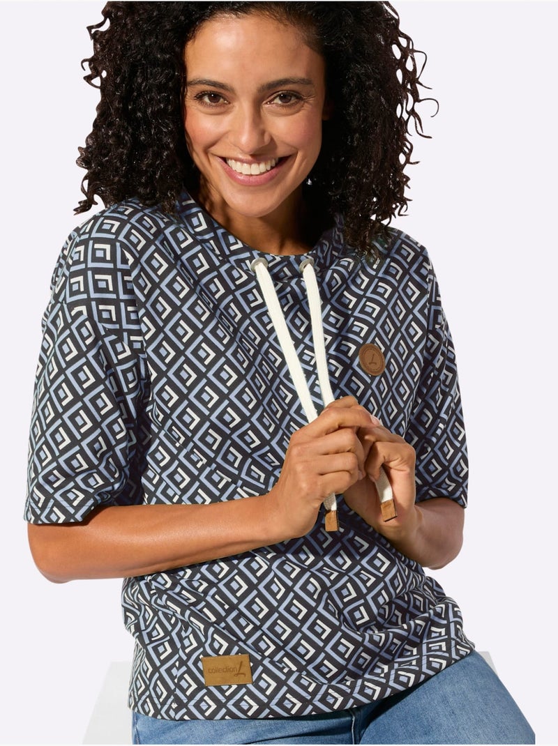 Sweatshirt 50% Coton - Taille Standard - Witt Bleu Noir - Kiabi