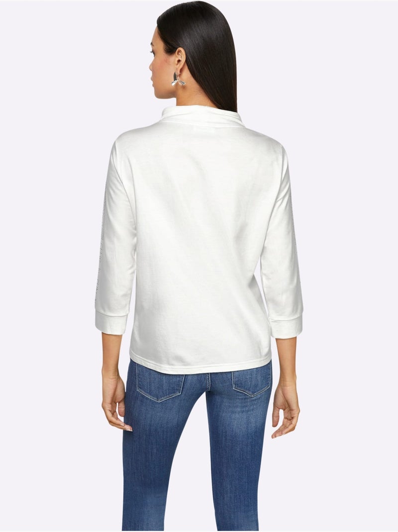 Sweatshirt 50% modal - taille standard - helline Ecru - Kiabi