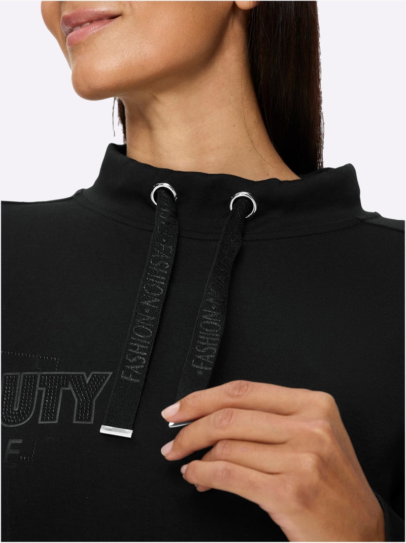 Sweatshirt 50% Modal - Taille Standard - Helline Noir - Kiabi