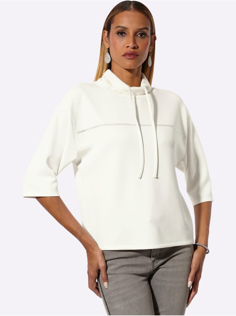 Sweatshirt 50% Modal (tencel) - Taille Standard - Helline Ecru - Kiabi