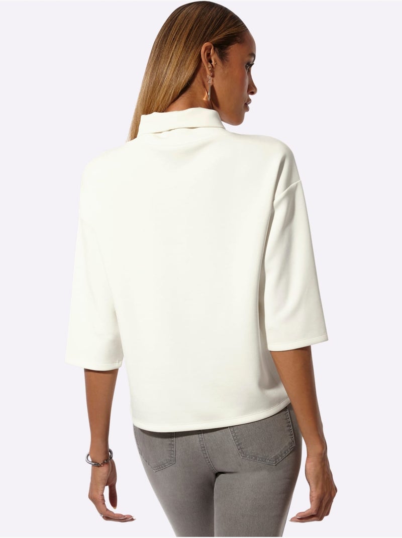 Sweatshirt 50% Modal (tencel) - Taille Standard - Helline Ecru - Kiabi