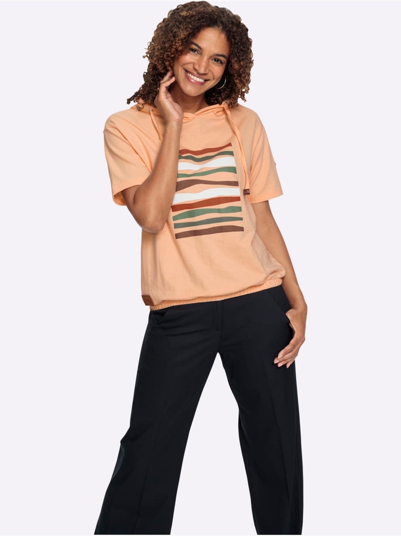 Sweatshirt à Capuche 50% Coton - Taille Standard - Witt Abricot - Kiabi