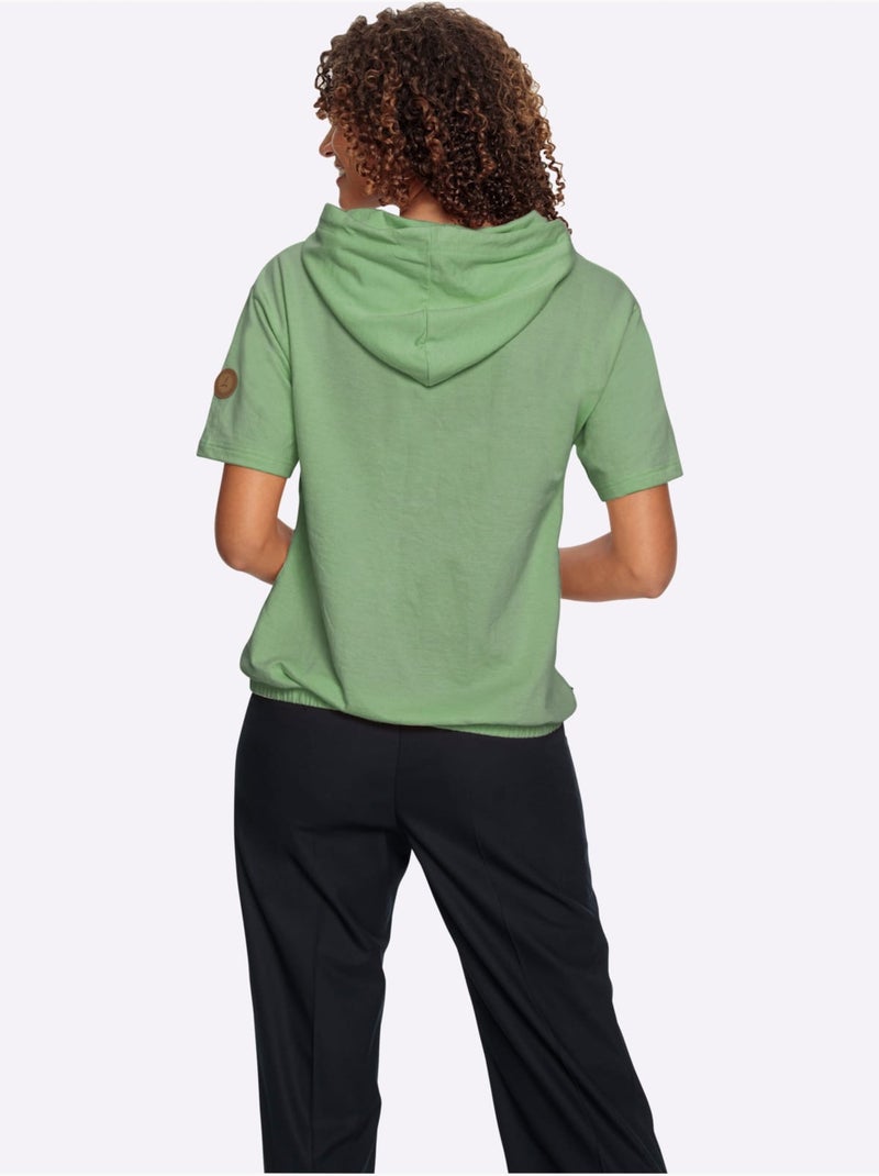 Sweatshirt à Capuche 50% Coton - Taille Standard - Witt Blanc Vert - Kiabi