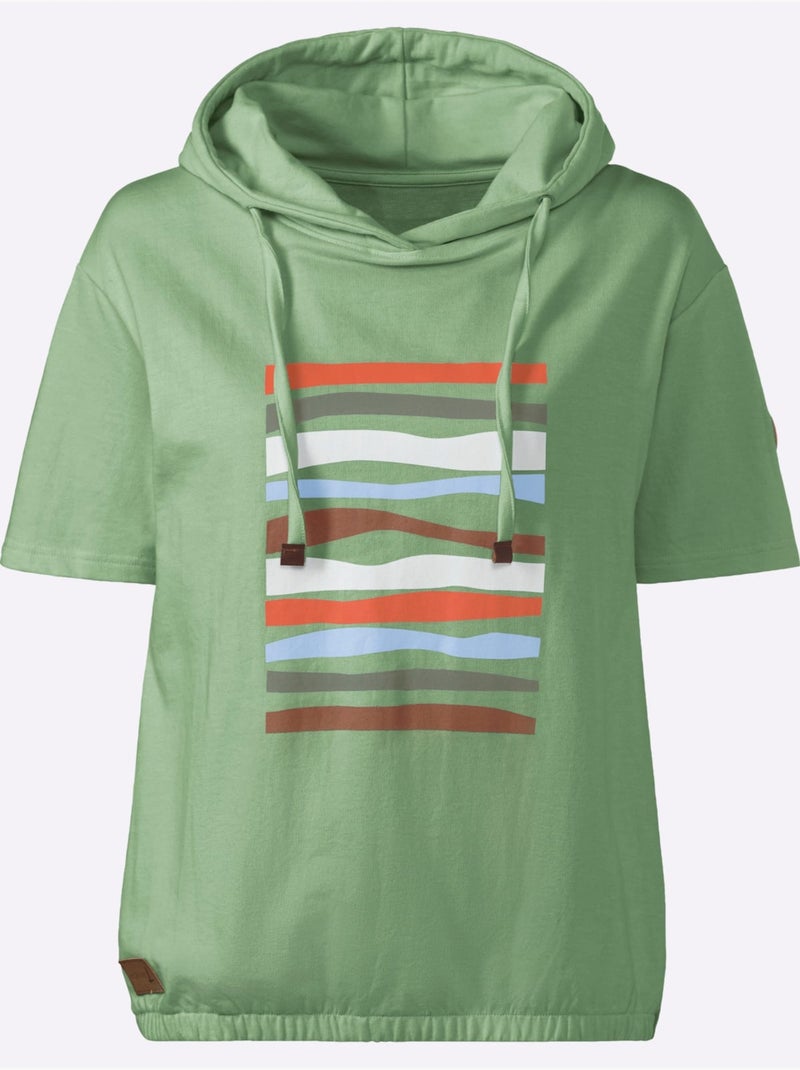 Sweatshirt à Capuche 50% Coton - Taille Standard - Witt Blanc Vert - Kiabi