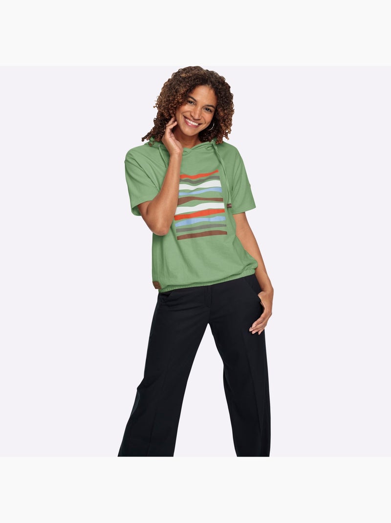Sweatshirt à Capuche 50% Coton - Taille Standard - Witt Blanc Vert - Kiabi