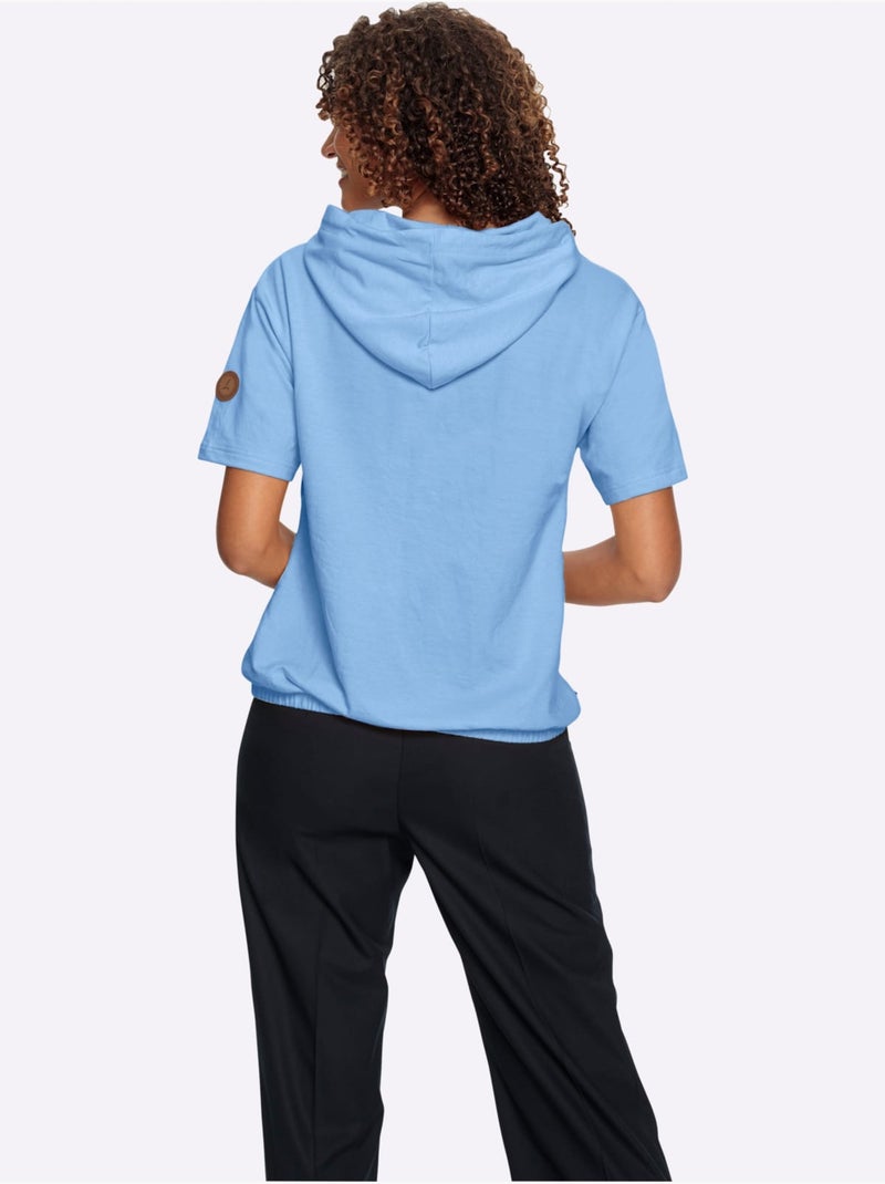 Sweatshirt à Capuche 50% Coton - Taille Standard - Witt Bleu Ecru - Kiabi