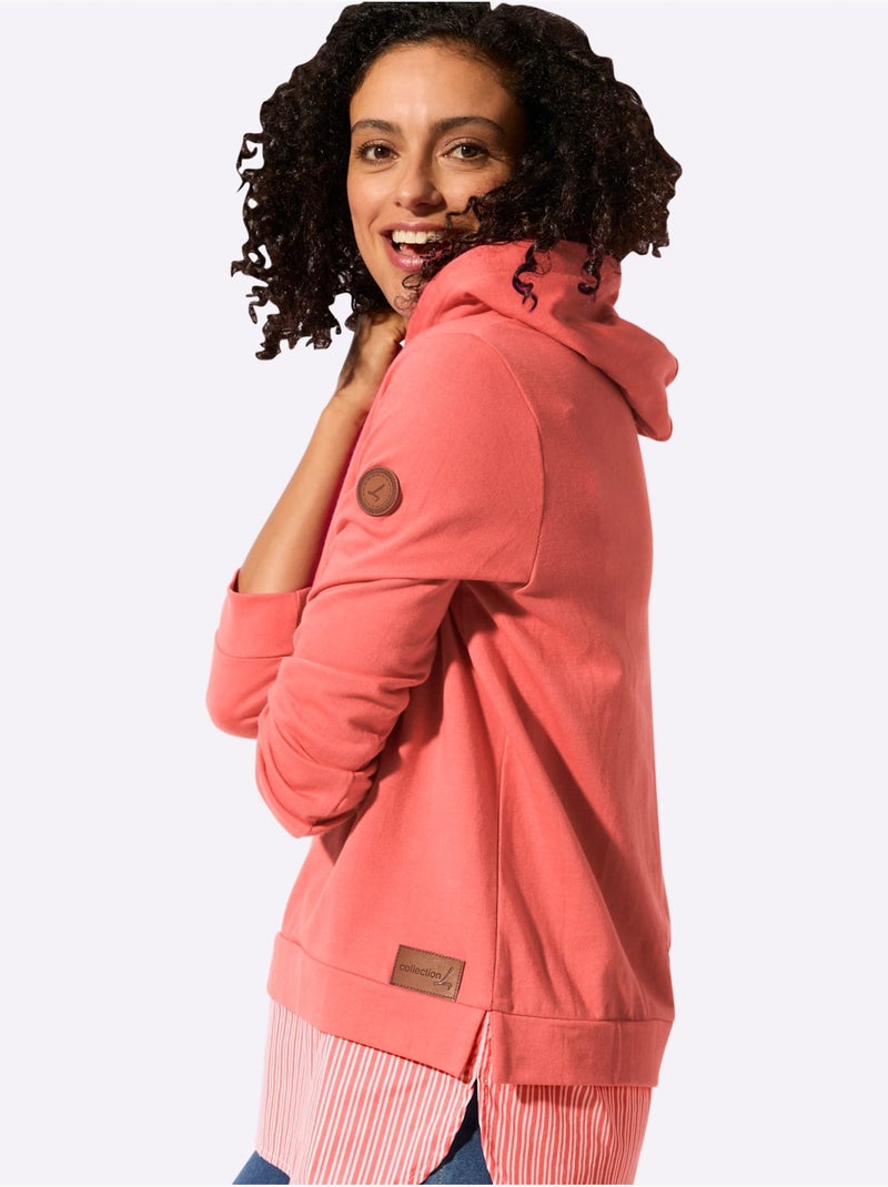 Sweatshirt à Capuche 50% Coton - Taille Standard - Witt Corail - Kiabi