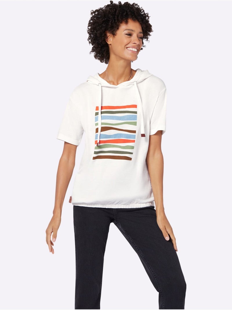 Sweatshirt à Capuche 50% Coton - Taille Standard - Witt Ecru - Kiabi