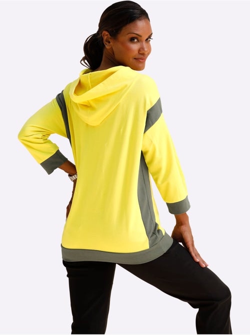 Sweatshirt à capuche avec manches 3/4 et motifs brillants - Taille standard - Moda Vilona - Kiabi