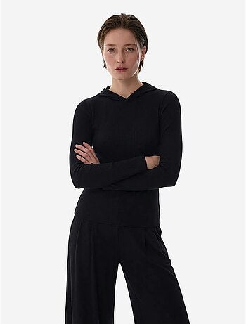 Sweatshirt à capuche côtelé penti