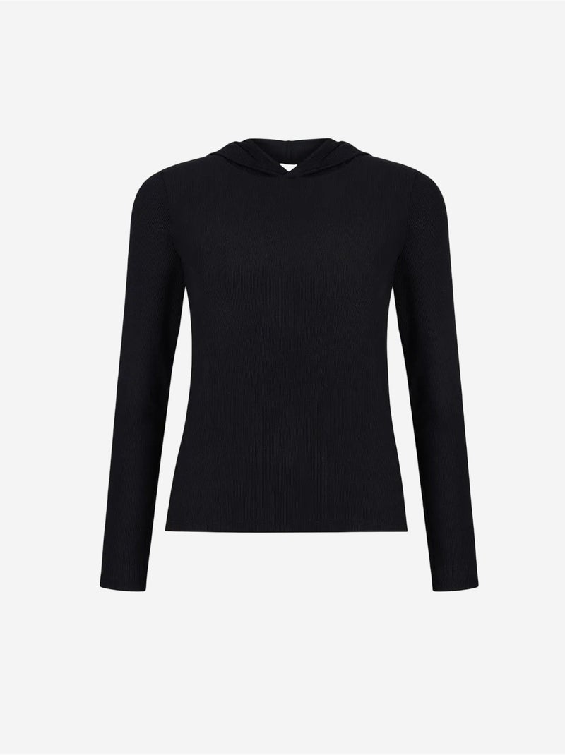 Sweatshirt à capuche côtelé penti Noir - Kiabi