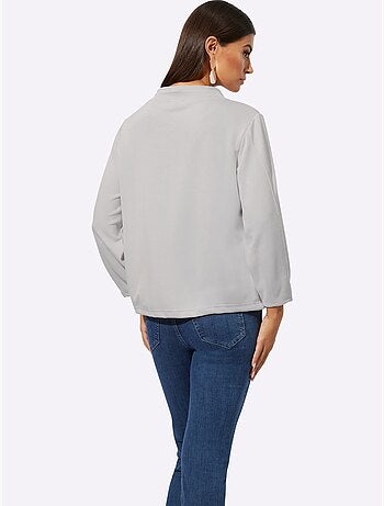 Sweatshirt à capuche en mélange de modal avec manches trois quarts - Taille standard - Helline
