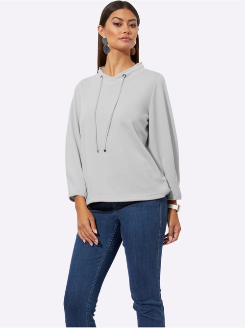 Sweatshirt à capuche en mélange de modal avec manches trois quarts - Taille standard - Helline - Kiabi
