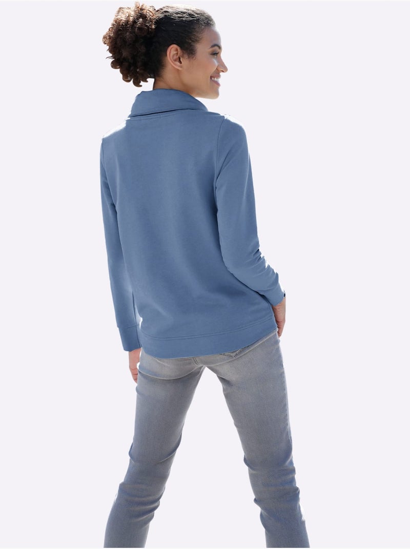 Sweatshirt à capuche en molleton avec cordon et manches longues - taille standard - witt Bleu - Kiabi