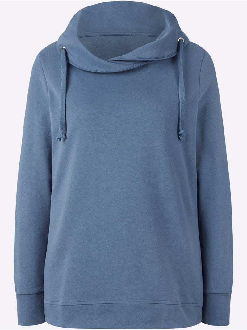 Sweatshirt à capuche en molleton avec cordon et manches longues - taille standard - witt Bleu - Kiabi