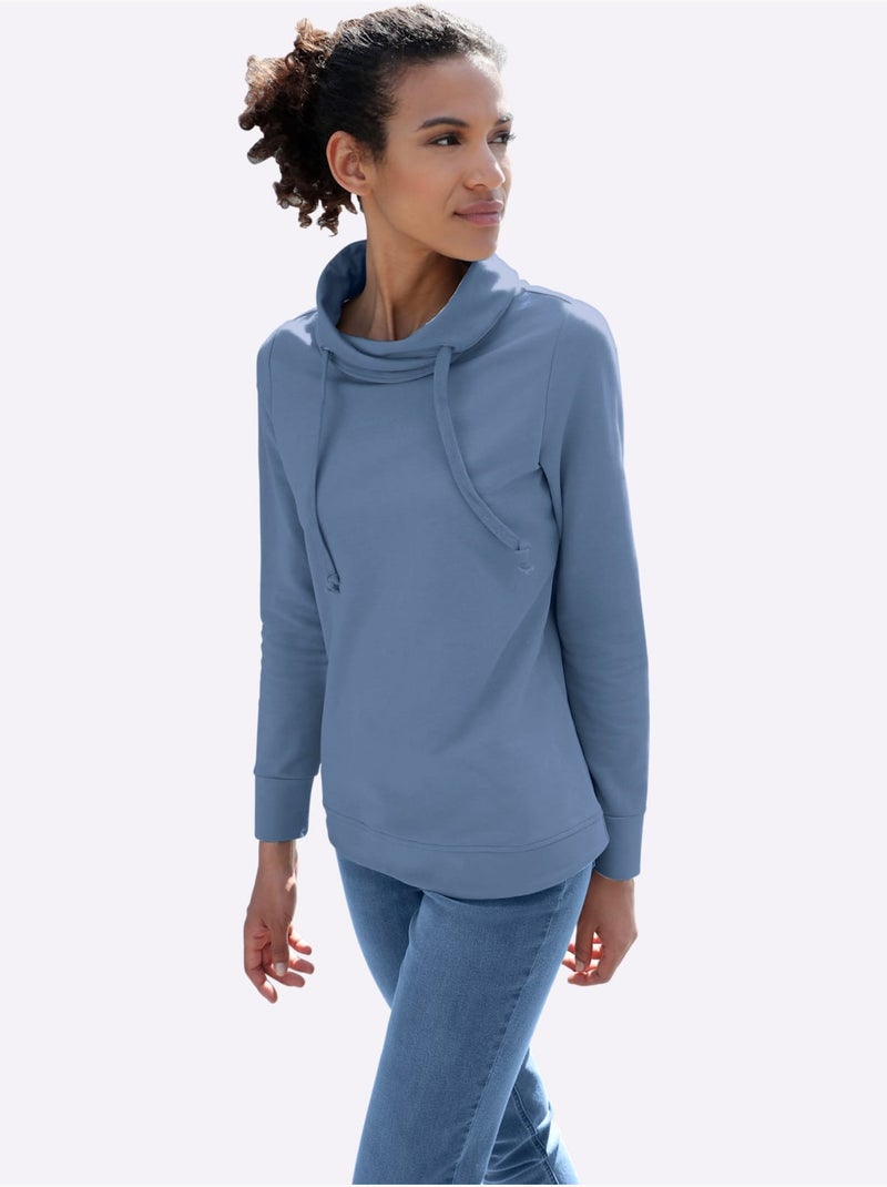 Sweatshirt à capuche en molleton avec cordon et manches longues - taille standard - witt Bleu - Kiabi