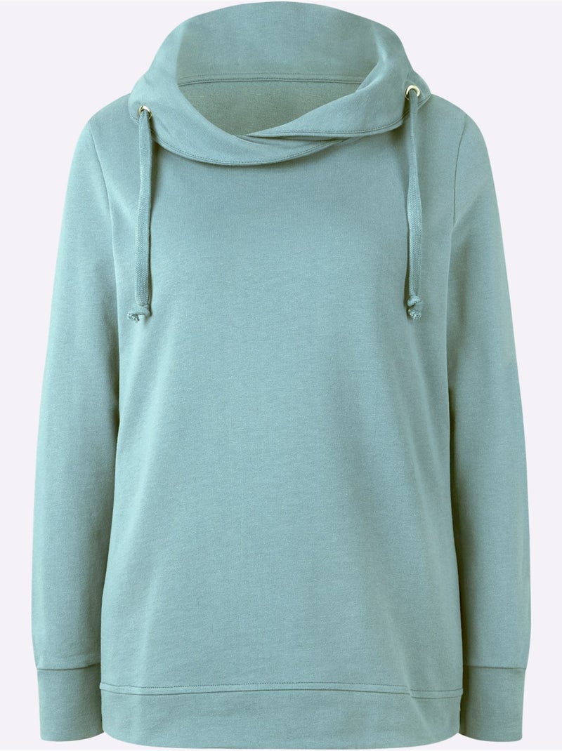 Sweatshirt à capuche en molleton avec cordon et manches longues - taille standard - witt Menthe - Kiabi