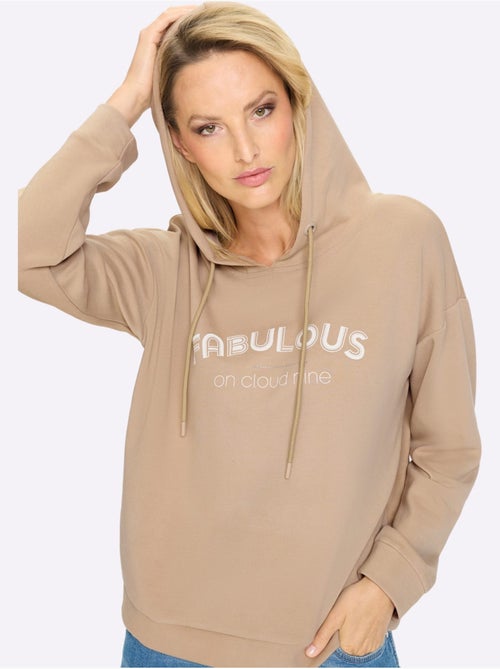 Sweatshirt à Capuche Joli Imprimé Devant - Taille Standard - helline - Kiabi