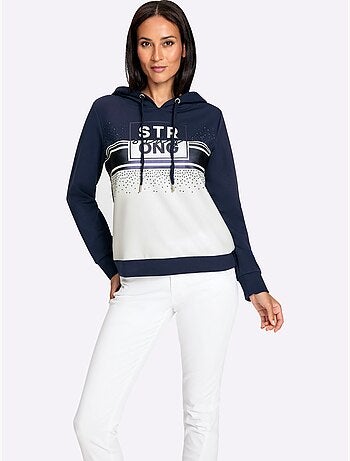 Sweatshirt à capuche jolis coloris contrastés - taille standard - helline