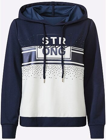 Sweatshirt à capuche jolis coloris contrastés - taille standard - helline