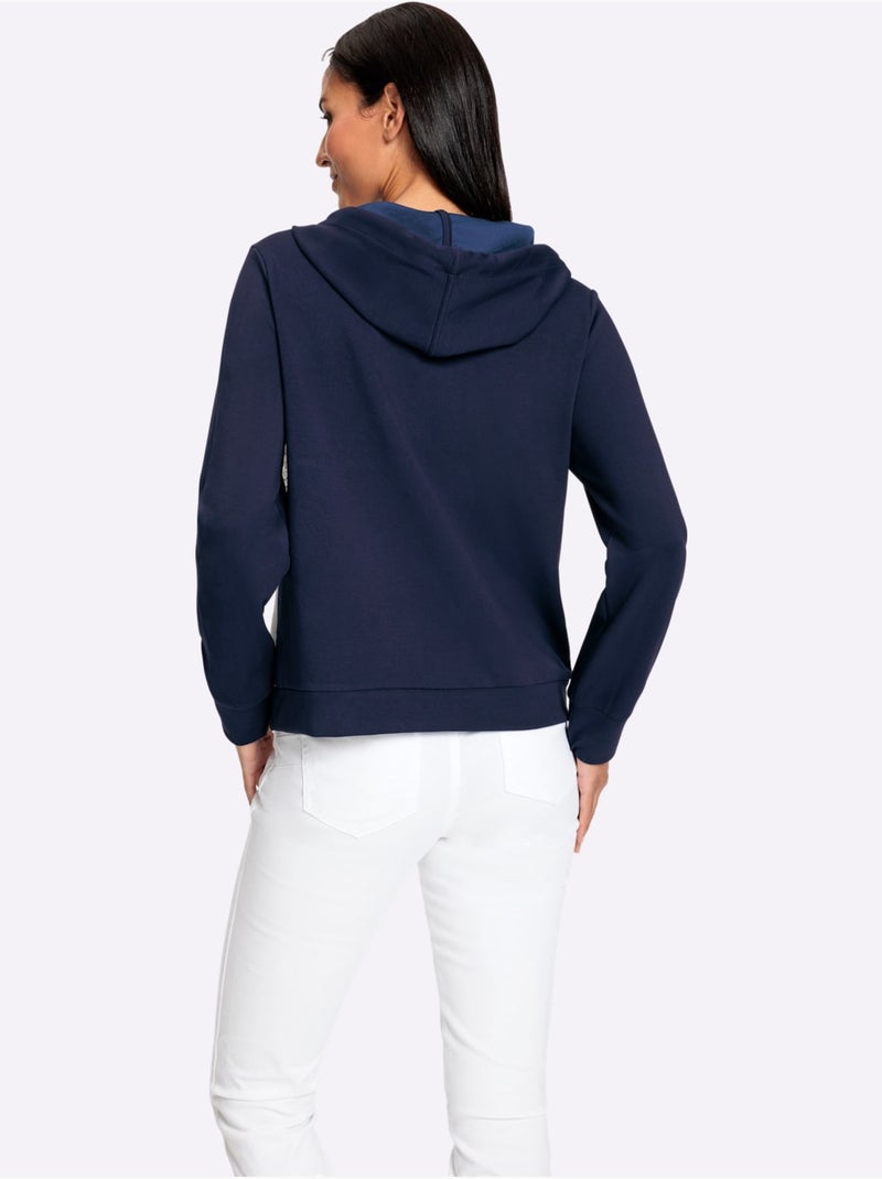 Sweatshirt à Capuche Jolis Coloris Contrastés - Taille Standard - Helline Ecru/Marine - Kiabi