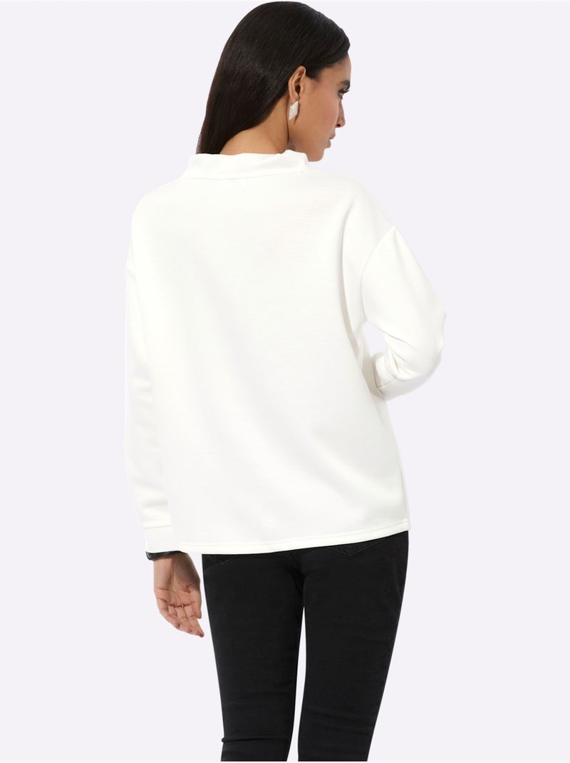 Sweatshirt à Capuche Mélange De Modal Doux - Taille Standard - helline Noir Ecru - Kiabi