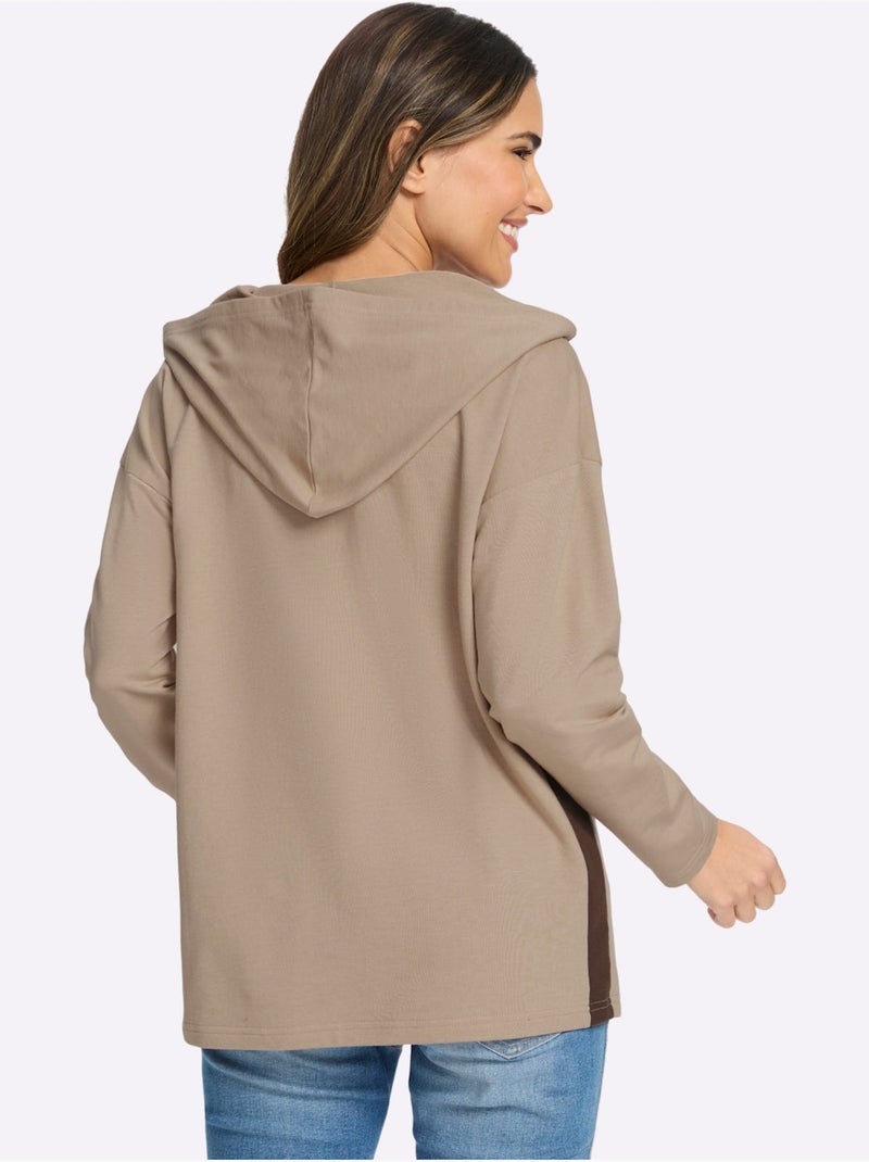 Sweatshirt à Capuche Qualité Sweatshirt Agréable - Taille Standard - Moda Vilona Beige argile - Kiabi