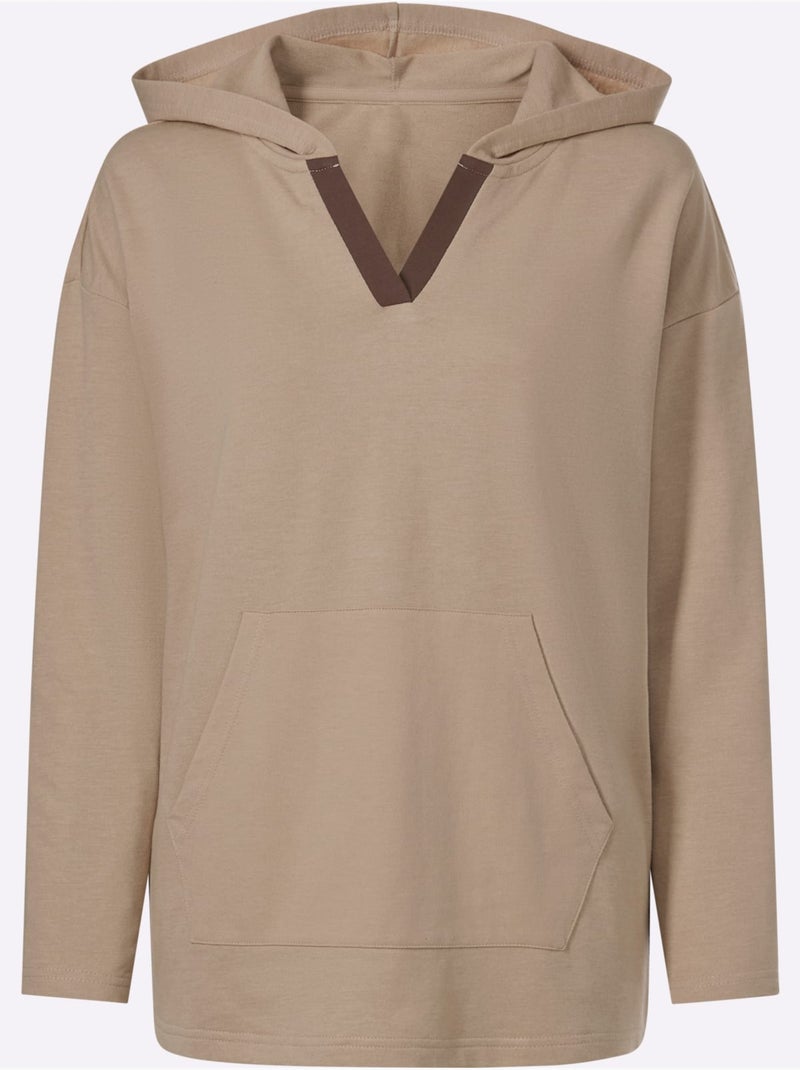 Sweatshirt à Capuche Qualité Sweatshirt Agréable - Taille Standard - Moda Vilona Beige argile - Kiabi