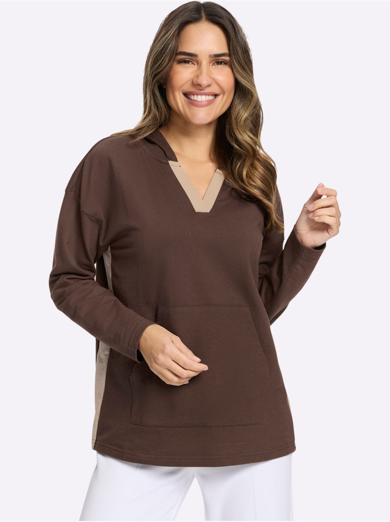 Sweatshirt à Capuche Qualité Sweatshirt Agréable - Taille Standard - Moda Vilona Marron/Choco - Kiabi