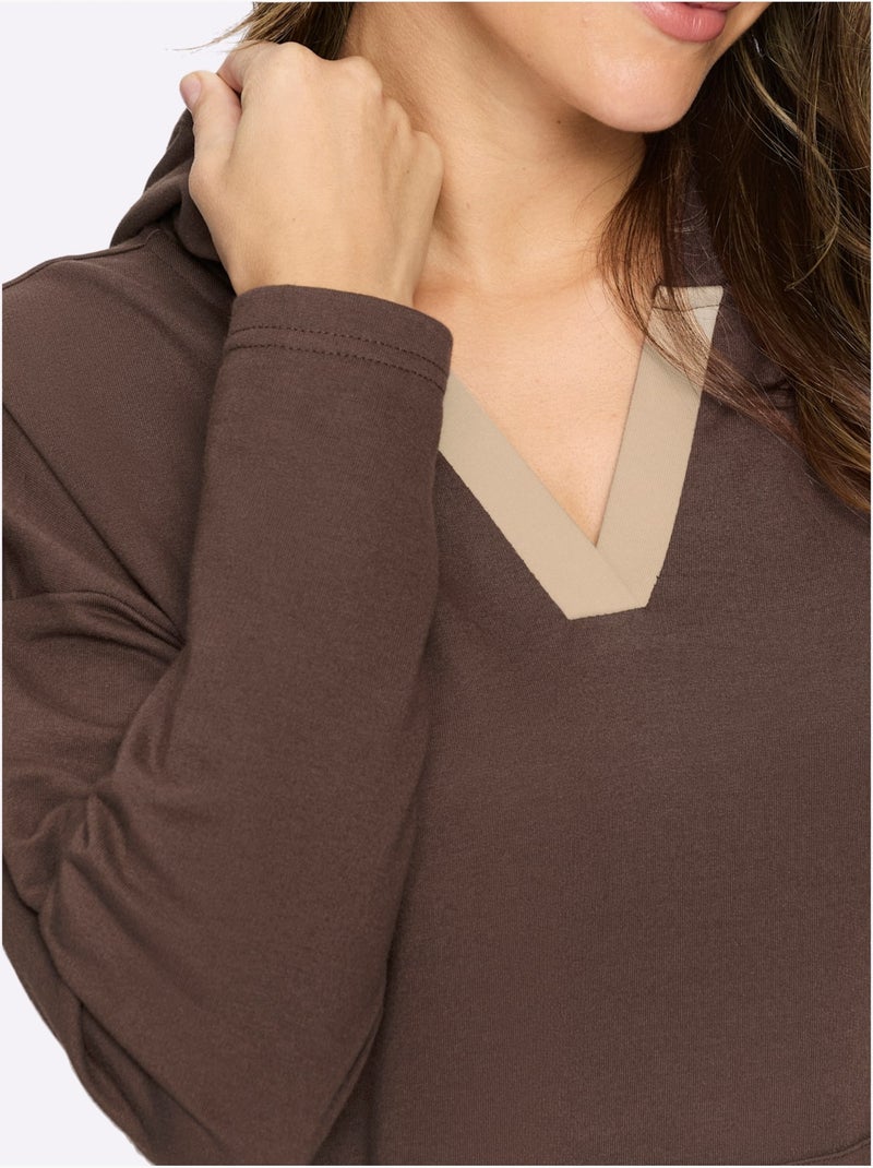 Sweatshirt à Capuche Qualité Sweatshirt Agréable - Taille Standard - Moda Vilona Marron/Choco - Kiabi