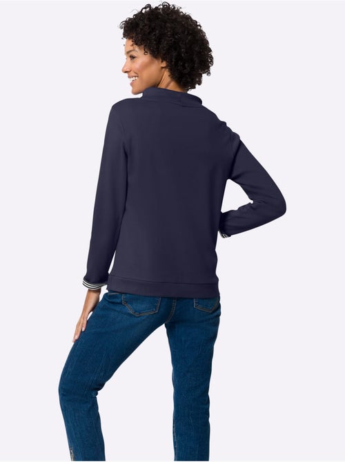 Sweatshirt à col montant et manches retroussables en rayures - taille standard - moda vilona - Kiabi Sweatshirt à col montant et manches retroussables en rayures - taille standard - moda vilona - Kiabi