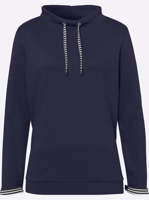 Sweatshirt à col montant et manches retroussables en rayures - taille standard - moda vilona - Kiabi Sweatshirt à col montant et manches retroussables en rayures - taille standard - moda vilona - Kiabi