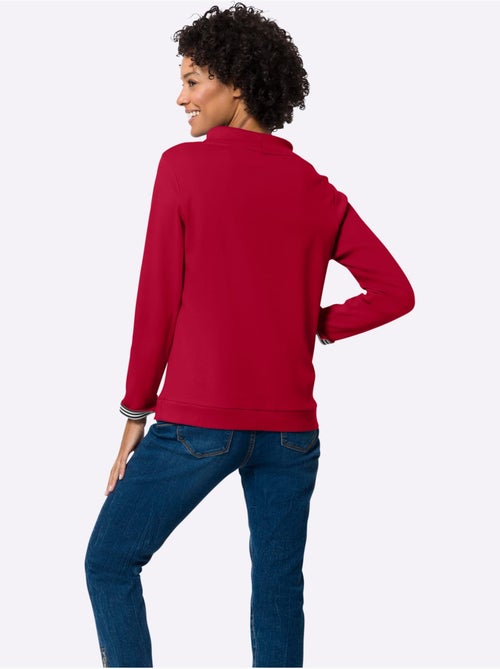 Sweatshirt à col montant et manches retroussables en rayures - taille standard - moda vilona - Kiabi Sweatshirt à col montant et manches retroussables en rayures - taille standard - moda vilona - Kiabi