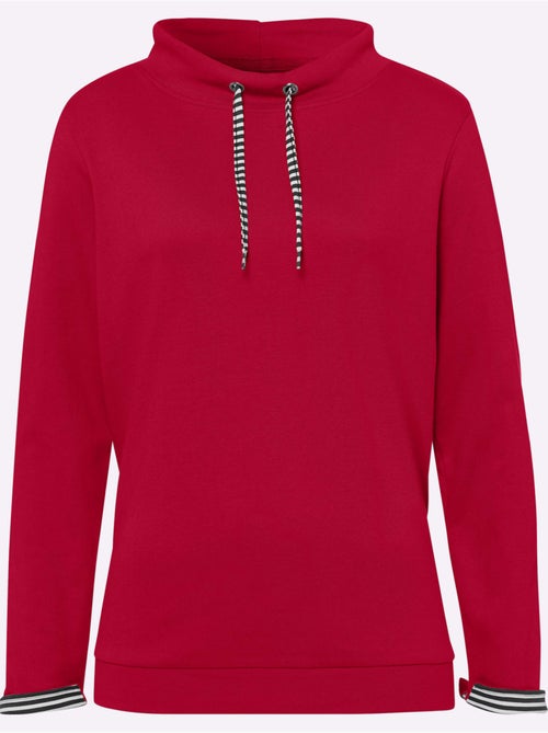 Sweatshirt à col montant et manches retroussables en rayures - taille standard - moda vilona - Kiabi Sweatshirt à col montant et manches retroussables en rayures - taille standard - moda vilona - Kiabi