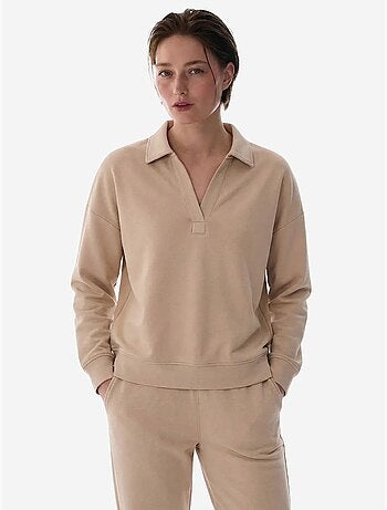 Sweatshirt à col polo en modal penti
