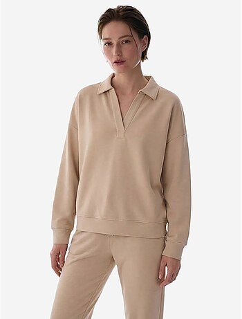 Sweatshirt à col polo en modal penti