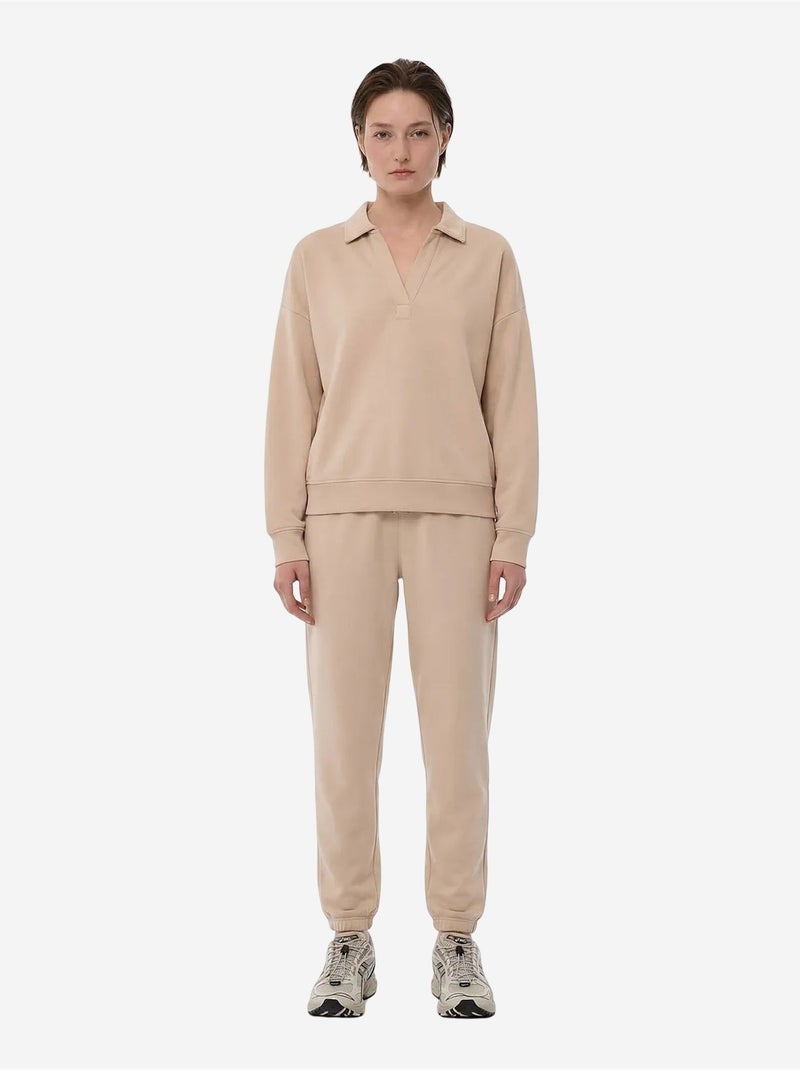 Sweatshirt à col polo en modal penti Beige argile - Kiabi