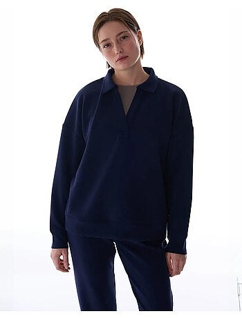Sweatshirt à col polo en modal penti