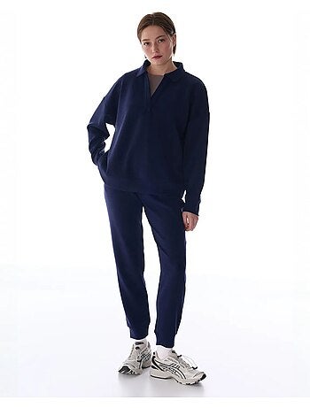 Sweatshirt à col polo en modal penti