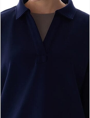 Sweatshirt à col polo en modal penti