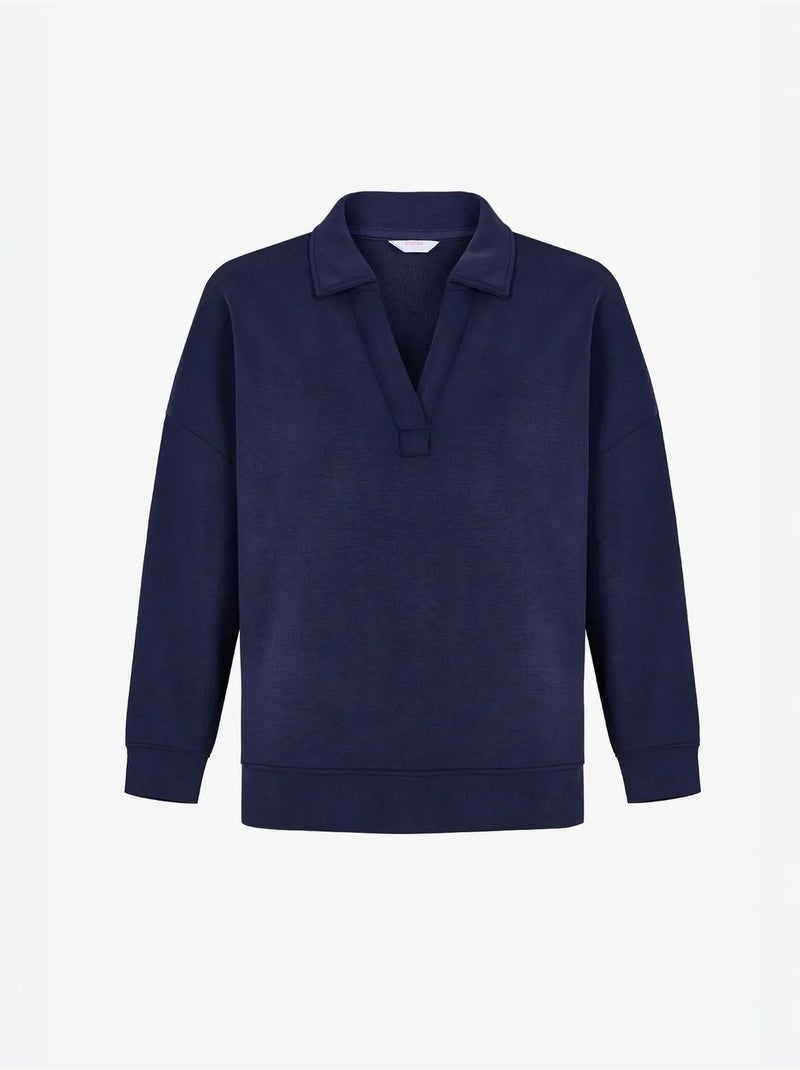 Sweatshirt à col polo en modal penti Bleu marine - Kiabi