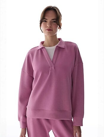 Sweatshirt à col polo en modal penti